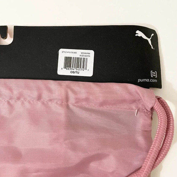 Puma Carrysack 18 x 14 Inch Large Cinch Sack Backpack Tote Bag Medium Pink - Picture 6 of 8